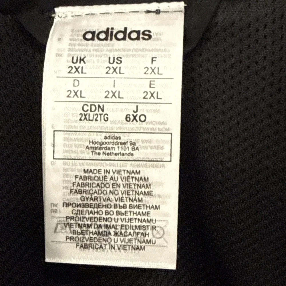 Adidas Big Letters Spell Out Polyester Black Track Jacket Mens 2XL Windbreaker
